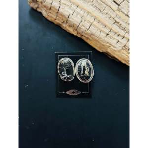 Navajo Handmade White Buffalo & <b>Sterling</b> <b>Silver</b> <b>Stud</b> Earrings Bezel Setting Inlay - Product Image 1