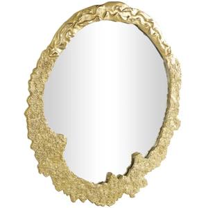 กระจกติดผนังสีทองทรงกลมไร้กรอบพร้อมพื้นผิวที่ยังไม่เสร็จสิ่งนี้คือกระจกไร้กรอบที่มีขอบสีทอง - Product Image 2