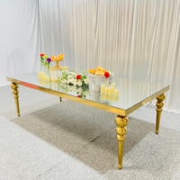 Luckygoods JJ230148 Centre de table doré pour mariage, mobilier d'hôtel, table à manger extérieure en acier inoxydable pour mariage