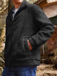 Veste d'hiver solide pour hommes avec capuche en fausse fourrure Veste longue rembourrée finie en usine - Product Image 3