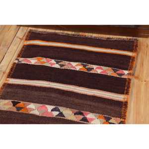Vintage Runner Rug, 2.6x8.2 ft Turkish Rug, <b>Brown</b> Ombr <b>Wool</b> Rug - Product Image 5