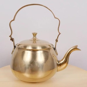 Vintage Brass <b>Kettle</b> Brass Tea <b>Kettle</b> simple design om the sides Vintage solid brass - Product Image 3