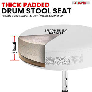 Taburete de Batería de 5 Núcleos con Asiento Acolchado de Espuma Viscoelástica de 3 Pulgadas de Grosor, Cómodo, Capacidad de 200 Libras, Ajustable - Product Image 2
