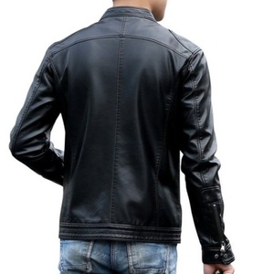 Chaqueta de cuero para hombre con costuras decorativas-Patrón único con aspecto de moda-chaqueta de cuero para hombre - Product Image 3