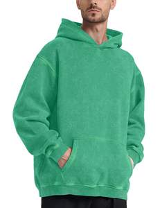 Sweat à capuche super doux lavé à l'acide pour hommes haut vintage surdimensionné avec impression numérique 100% coton sweat-shirt de mode d'hiver - Product Image 3