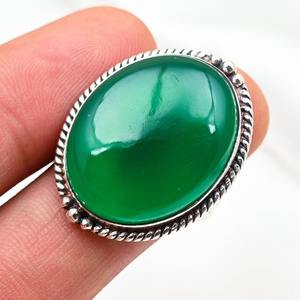 Green <b>Onyx</b> Gemstone <b>Ring</b> Jewelry For Women Silver Boho Style Jewelry 925 Sterling Silver Trending Handmade <b>Ring</b> Gift For Her - Product Image 4