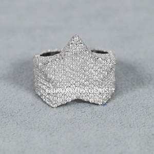 Anillo de Hip Hop para Hombre de Oro Blanco de 14 Quilates con Diamantes Cultivados en Laboratorio, Claridad VVS, Fiesta, 6.30 TCW - Product Image 1