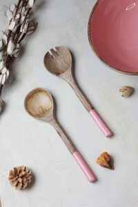 Cuillères à salade en bois grands serveurs à salade ustensiles de cuisine cuillère à salade ensemble de couverts élégants en bois réutilisables pour cadeau de mariage de Noël - Product Image 6