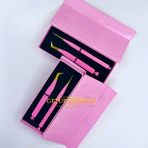 Pinzas para Extensión de Pestañas Getup Brosons Impex de Acero Inoxidable con Punta Curva Aislante, Antimagnéticas, Duraderas, con Punta Rosa Dorada - Product Image 5