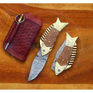 Cuchillo Plegable para Pescado de Acero de Damasco de Alta Calidad con Mango de Hueso de Camello Cómodo, el Mejor Diseño para un Agarre Fuerte, Personalizable OEM - Product Image 3