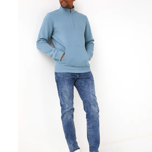 Hot Selling Customized Logo Printing Winter Wear <b>Men</b> Half Zipper Sweatshirt / Winter Wear Best Price Plain <b>Men</b> Sweatshirts - Product Image 4