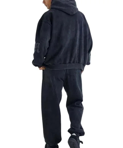 2026 High Quality <b>Distress</b> Hoodie Sweatpants Set Streetwear Drawstring Tracksuit Custom Sweat Flare Pant Men's Winter Breathable - Product Image 2