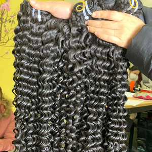 Super Double Drawn Remy Regular <b>Curly</b> Raw Human Hair Machine Weft Human Hair <b>Extension</b>, Length 8-32 Inches - Product Image 1