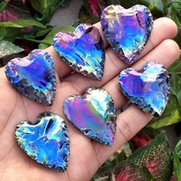 Beau cristal fait à la main sculpture guérison obsidienne noire naturelle ange aura pointes de flèches en forme de coeur