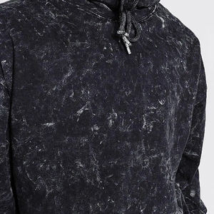 Sudadera con capucha lavada con ácido con logotipo personalizado para hombre 100% algodón ajustado estilo informal liso teñido para invierno precio al por mayor - Product Image 5