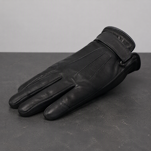 ถุงมือขี่ม้าหนังบุซับในสำหรับผู้ชาย สายรัดเวลโครบุขนแกะอะนิลีน - Product Image 4