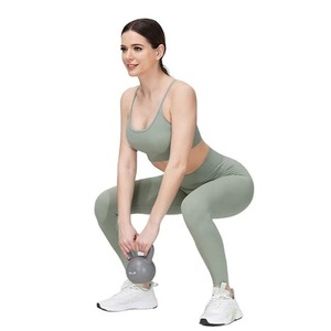 Logo personnalisé Sexy dos ouvert à bretelles V dos froissé bout à bout sans couture Gym Fitness Yoga vêtements actifs pour les femmes léger - Product Image 5