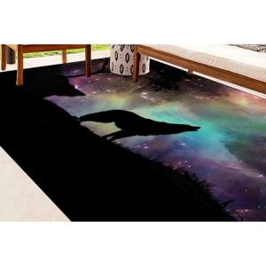Alfombra con Estampado de Lobo y Diseño de Animales de la Galaxia, Colorida, con Pelo Suave - Product Image 3