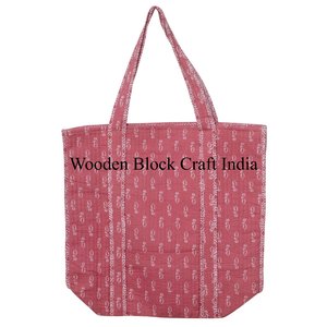 Sac fourre-tout matelassé en coton indien fait main, tendance, rangement ouvert, impression à la main personnalisée, cadeau personnalisé, shopping pour femmes - Product Image 6