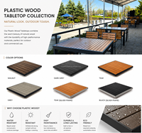 Meubles de restaurant durables, table en polybois commercial, ensemble de tables et chaises pour restaurant, table en bois plastique pour café et terrasse