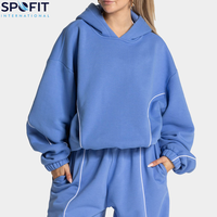 Ensemble de survêtement décontracté deux pièces pour femme grande taille, style urbain, 100 % coton, broderie éco-responsable sur le devant