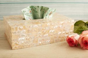 Porte-serviettes élégant en bois et nacre et boîte à mouchoirs avec options personnalisables Décoration de salle à manger moderne par AALIYAN IMPEX - Product Image 2