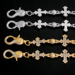 नूओया ने जिरकॉन पैंट चेन 18 मिमी सिल्वर प्लाई क्रॉस और गोल बेड डिजाइन और डायमंड फाइन गहने - Product Image 3