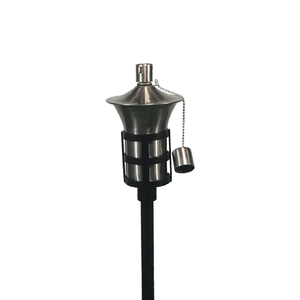 Black tiki torch, decorative outdoor lantern, geometric design, garden <b>flame</b> <b>light</b>. Available at wholesale prices for Outdoor - Product Image 3