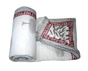 Edredón de algodón con estampado de bloque de mano Jaipuri Rajai, edredón Kantha hecho a mano, manta de algodón Reversible, funda de cama - Product Image 3