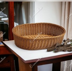 ตะกร้าหวายสานสำหรับใส่ผลไม้ทรงรีสำหรับครัวเรือนตะกร้าเก็บขนมขนมปังเบเกอรี่ของขวัญงานสานจากหวายสำหรับห้องครัวและห้องนั่งเล่น - Product Image 5