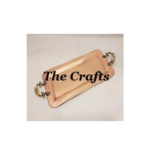 Plateau martelé en cuivre de qualité exclusive avec poignées de créateur Plateau de service alimentaire pour mariage et hôtel - Product Image 1