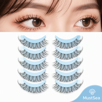 Faux cils 3D courbés en D, bande invisible, effet œil de chat, cils naturels et vaporeux, faux cils en vison synthétique, lot de 5 paires