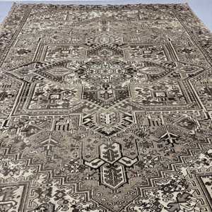 Vintage Rug, 9.7x12.3 ft Turkish Rug, <b>Brown</b> Black Animal Print <b>Wool</b> Rug - Product Image 5