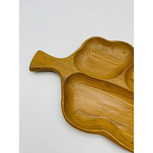 Restaurant Table à manger Dessert Plateau de nourriture Assiette Conception avantageuse Forme de feuille Plateau de fruits secs en bois pur - Product Image 2