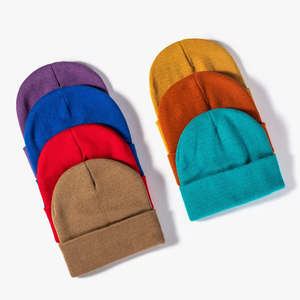 Wholesale Women Men Acrylic Winter Warmly Knitted Beanie Hat Solid Color Team Sport Skull <b>Cap</b> Beanie Hat - Product Image 5