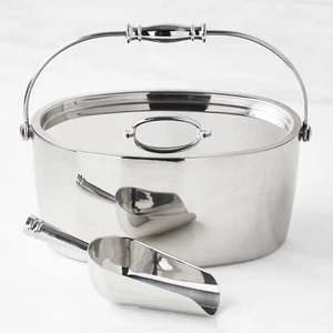 Cubo y cuchara de hielo de hierro galvanizado cilíndrico grande de diseño elegante para almacenamiento y refrigeración de vino - Product Image 6