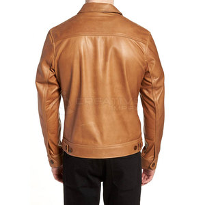 Veste de motard élégante pour homme en cuir de vache durable, col montant, imperméable, coupe-vent, style actif et tendance pour l'hiver, style urbain avant-gardiste - Product Image 3