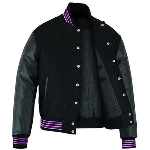 Logotipo personalizado Chaquetas de lujo Hombres Manga de cuero Letterman Varsity Chaquetas de invierno CollegeBaseballjacket para hombres DDP Envío - Product Image 4