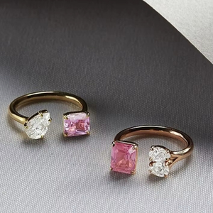 Anillo de declaración para mujer Toi Moi Princess con corte de pera, oro rosa, cultivado en laboratorio, certificado IGI, para fiestas, eventos nocturnos y bodas - Product Image 1