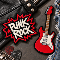 Fabricant, vente en gros de patchs brodés thermocollants personnalisés avec logo et taille, sur le thème des groupes de musique punk rock et de guitares électriques, pour vêtements et casquettes