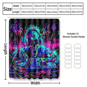 Custom Printed Waterproof Shower Shower <b>Curtain</b> for Bathroom Waterproof Polyester <b>with</b> <b>Hooks</b> - Product Image 4