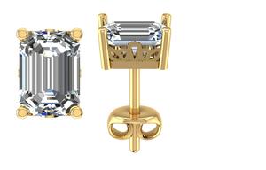 Topcarat D Color 1 CT VVS corte esmeralda diamante simulado Stud pendientes Moissanite rodio plateado 925 plata esterlina Mujer - Product Image 4