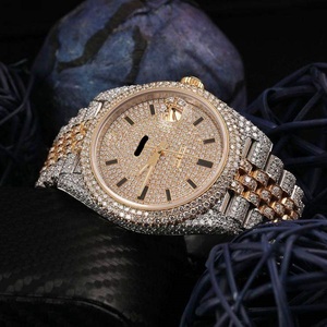 Reloj automático de oro rosa para hombre, pantalla de fecha, esfera de 41mm, ajuste de pavé completo, banda de acero inoxidable, moissanita completamente helado, mecánico - Product Image 3