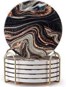 Ensemble de 4 sous-verres en bois de résine, polis, de formes variées, design moderne, écologiques, personnalisables, pour bar, cuisine, maison, fête de déménagement, anniversaire - Product Image 3