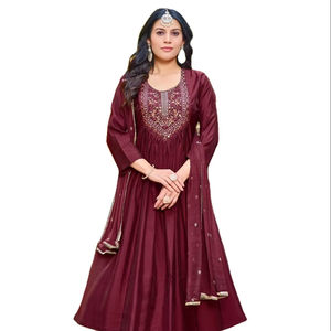 Última colección Viscos bordados pesados seda romana Salwar Kameez para adultos ropa de fiesta Kurtis con Chinon Sequence Work - Product Image 1