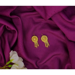 Antique Finish Floral Dangle Earrings Handmade Indian Ethnic <b>Wedding</b> Fashion Jewelry Latest Trending Traditional Gold Plated - Product Image 2