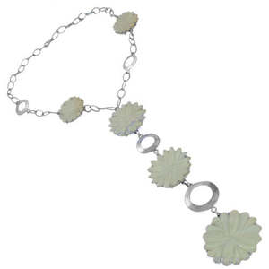 Collier en argent avec fleurs perlées pour femmes, bijoux fantaisie, cadeau, accessoire à la mode - Product Image 2