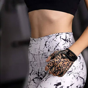 High-quality Half Finger Coverage Solid Color Leather Material Non-Slip Adjustable Wrist <b>Strap</b> Weight Lifting Gloves Gym Use <b>Men</b> - Product Image 5