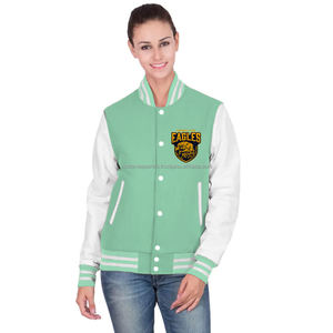 Veste universitaire en molleton de coton pour femmes, blouson aviateur brodé élégant - Product Image 1