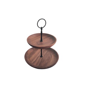 Support à gâteau en bois massif pour support de service à dessert meilleur fabricant couleur bois naturel support à gâteau en bois d'acacia 2 essayé - Product Image 2
